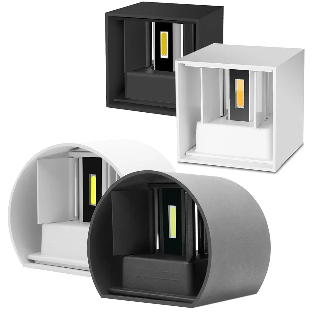 

GEFENSI Outdoor Waterproof 12W LED Porch Light Aluminum Square Round Adjustable Angle Wall Lamp For Balcony Eaves Stairs Corrido