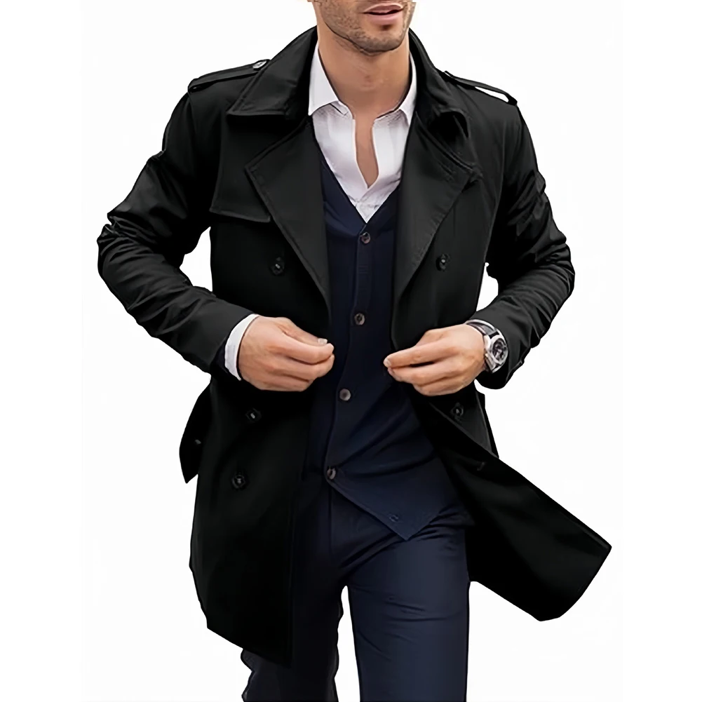 Autumn Winter Coat Lapel Neck Overcoat Cardigan Style Collared Neckline Polyester Fabric Regular Clothing Length