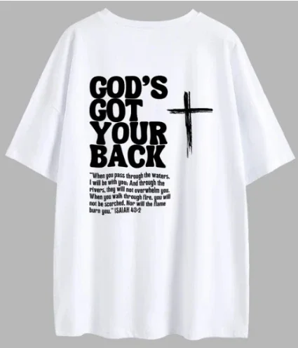 Trust Jesus Christian Oversized T-Shirt He Who Believes In Me Loose Tee Women Trendy Casual cotton Aesthetic Top