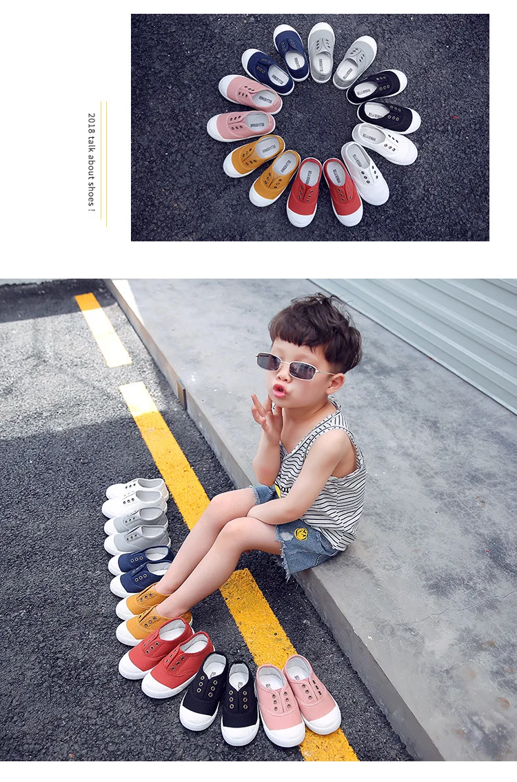 2026 Spring Summer Kids Shoes For Boys Girls Insole 13.5-18CM Candy Color Children Casual Canvas Sneakers Soft Fashion Shoes