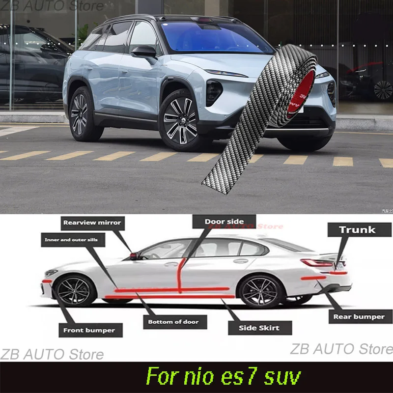 

For Nio Es7 Suv Strong adhesive bumper strip, front and rear lip side skirts, collision and scratch resistant suitable