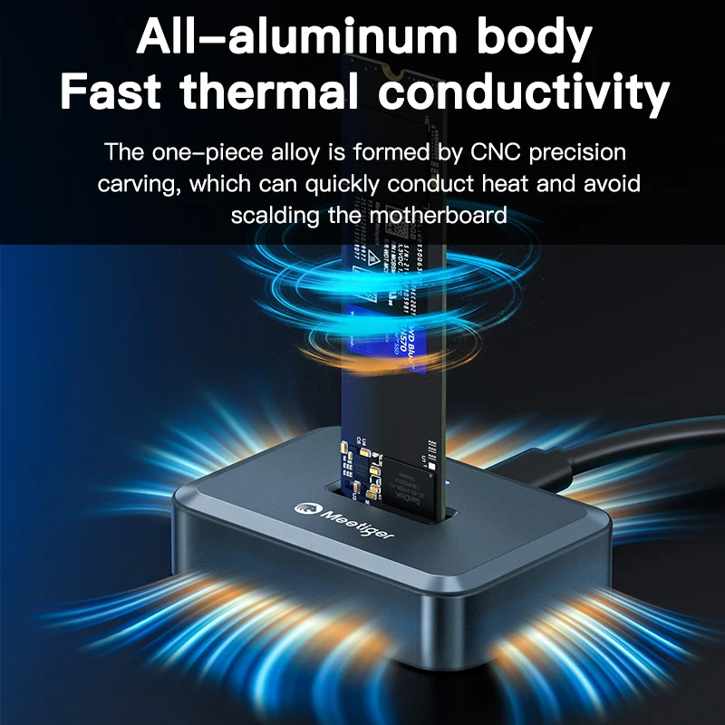 Meetiger M.2 SSD Enclosure M2 NVMe SATA SSD Adapter 10Gbps USB3.2 Type-C M.2 External Hard Drive Copy Disk Case for PC Laptop