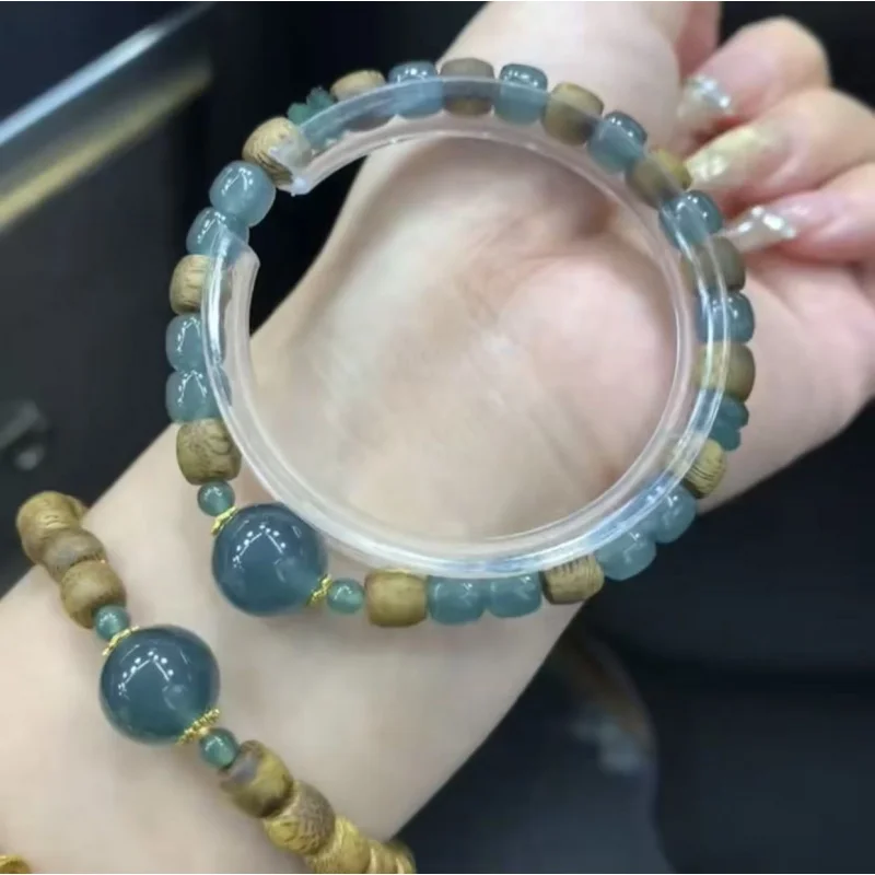 Natural jadeite design bracelet paired with S925 silver and high-quality