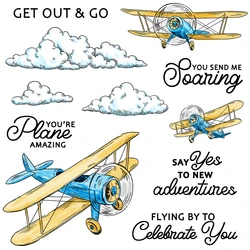 Mangocraft Sky Clouds And Airplanes Cutting Dies Clear Stamp DIY Scrapbooking Metal Dies Silicone Stamp For Cards Albums Decor