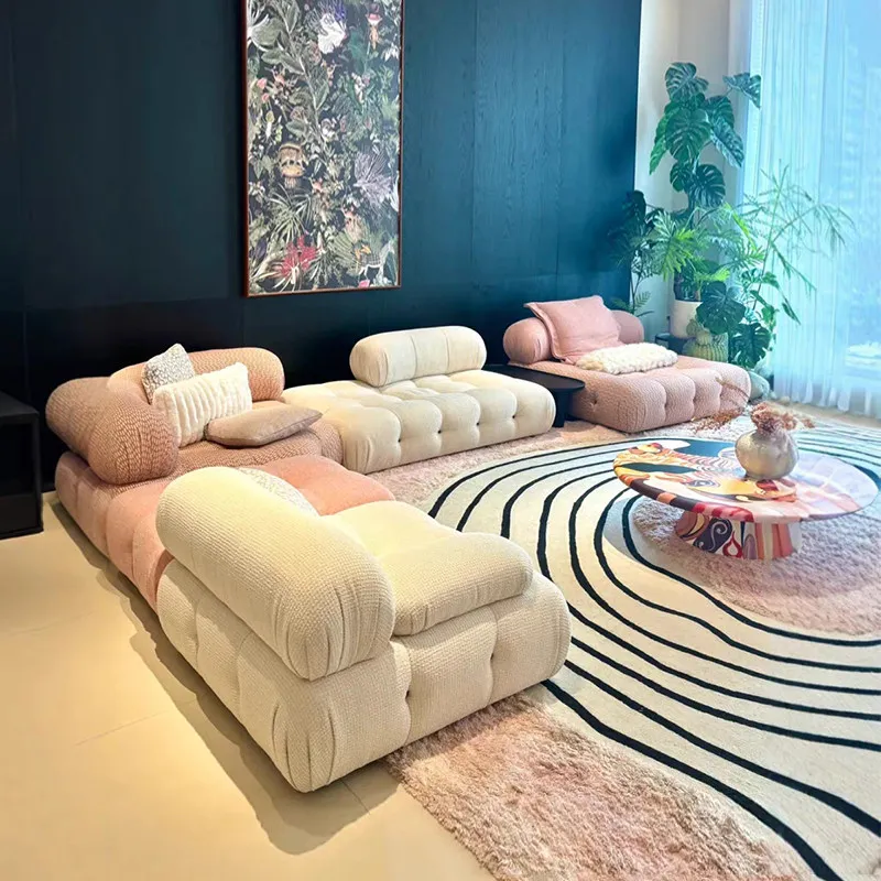 Modern modular bubble sofa combined tufted marshmallow cloud sofa living room | luxury texture fabric sponge environmentally