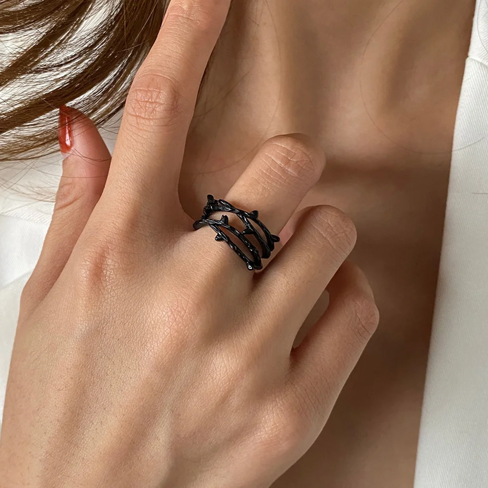 

2Pcs Vintage Twig Shaped Ring Elegant Opening Finger Jewelry Decoration for Women Alloy Fashion Rings Multilayer Ring
