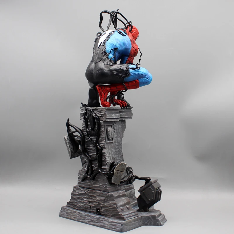 Spider-Man Venom Anime Figures Luminous Spiderman Statue Figurine 40cm Collection Desk Decoration Birthday Gifts For Kid