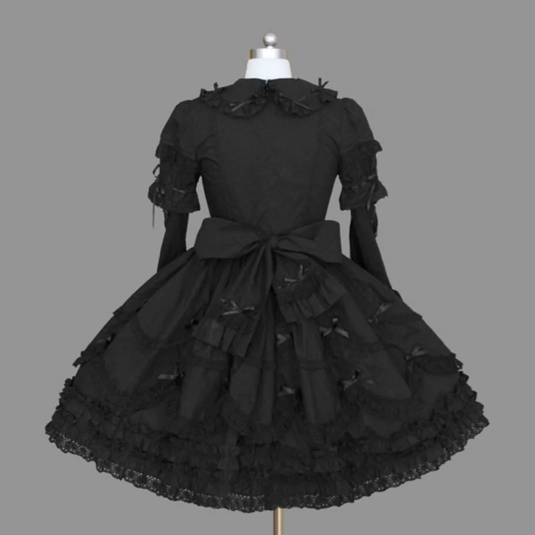 Robe Lolita gothique vintage pour femmes, robe de Rhprincesse, costume de bande dessinée Con, robe formelle, douce fille Kawaii, nœud papillon noir doux, Halloween