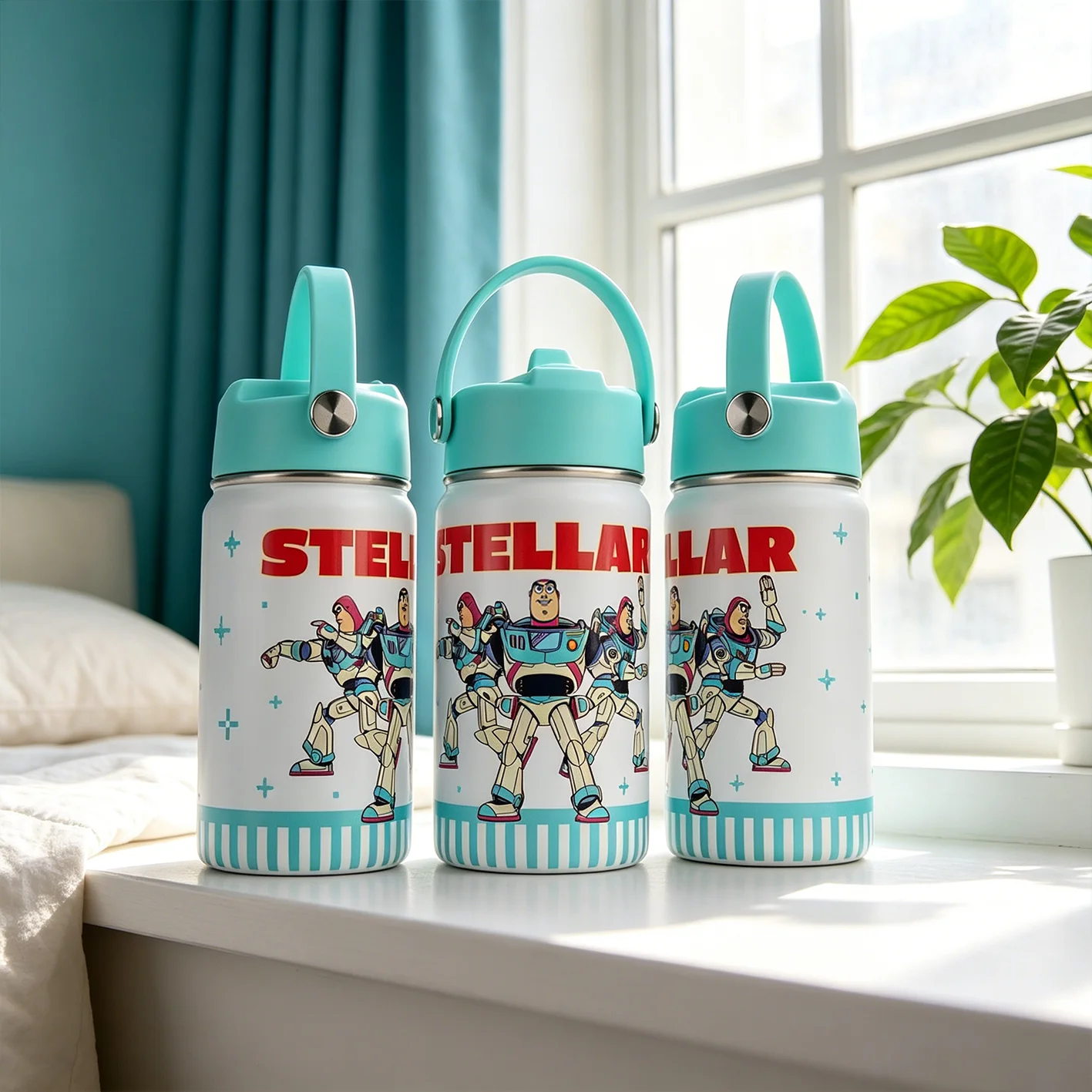 1pc 12oz Disney Toy Story Buzz Lightyear Stainless Steel Tumbler with Carry Handle Portable Cup for Camping Travel Daily Use view 6