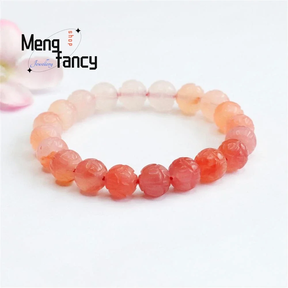 

Natural Salt Source Agate Lotus Beads Strings Colorful Treasure Bracelet Simple Elegant High-grade Couple Luxury Quality Jewelry