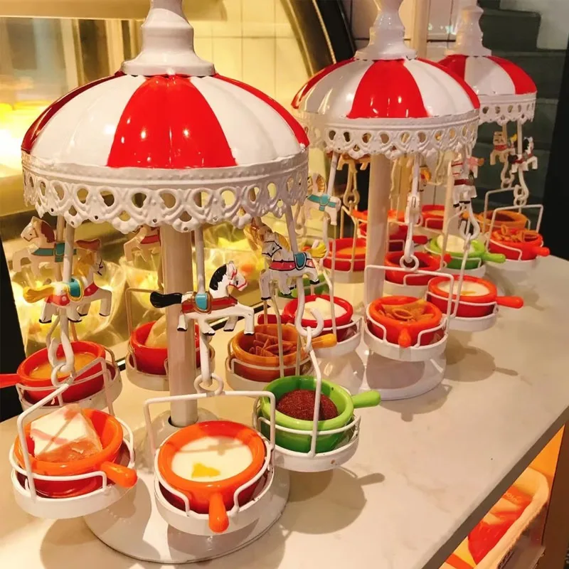 Creative Western Restaurant Carousel Dessert Rack Pudding Egg Tart Sushi Afternoon Tea Dim Sum Display Rack Tea Break Set