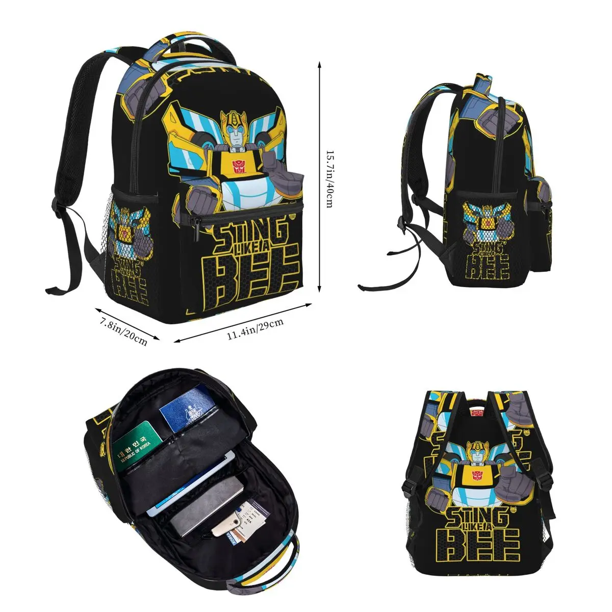 Transformers-Autobots Backpacks Boys Girls Bookbag Students School Bags Cartoon Kids Rucksack Lunch Bag Pen Bag Three-Piece Set