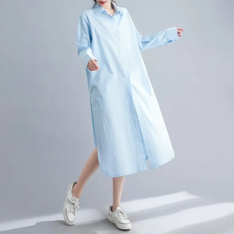 Women's Clothing Solid Color Long Shirt Dress Spring Autumn New Arrival White Long Sleeve Sun Protection Stylish Comfortable