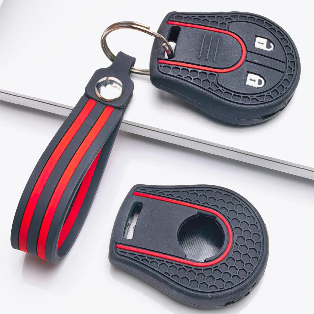 For Nissan Cabstar F24 Micra K12 Navara D40 Note E11 NV200 M20 Pathfinder R51 Qashqai J10 Key Cover With Double Loop