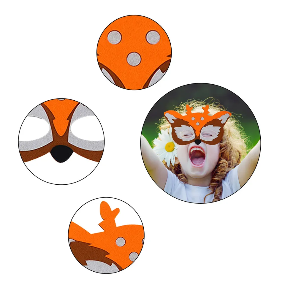 Masques Animaux En Feutre – Lot De 8 Masques Réutilisables (cerf, Hibou, Ours, Etc.) Pour Fêtes Et Halloween