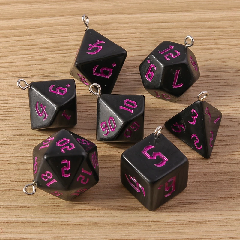 Tusember 7 Stück/Set Würfel-Anhänger aus Harz und Acryl, Würfel-Charms für Spiele, zum Schmuckbasteln, DIY-Ohrringe, Halsketten, Bastelzubehör – Detail 10