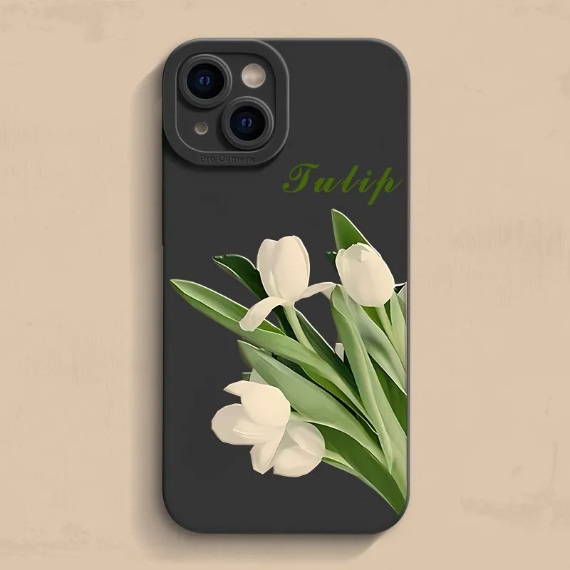 Tulip Flower Silicone Soft Phone Case For Samsung Galaxy S25 S24 S23 UItra S22 Plus S21 A56 A55 A54 A53 A33 A34 A35 A15 FE Cover