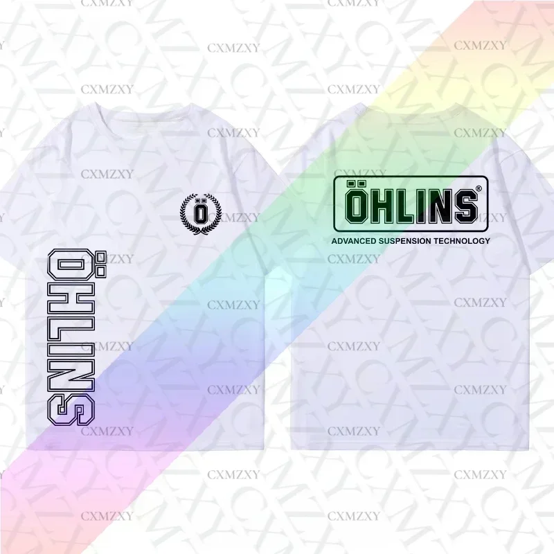 Summer Fashion Cotton OHLIN Motorcycle Shock Absorber Modified T-shirt Clothes Casual Trendy Brand Car Club Short Sleeves view 4