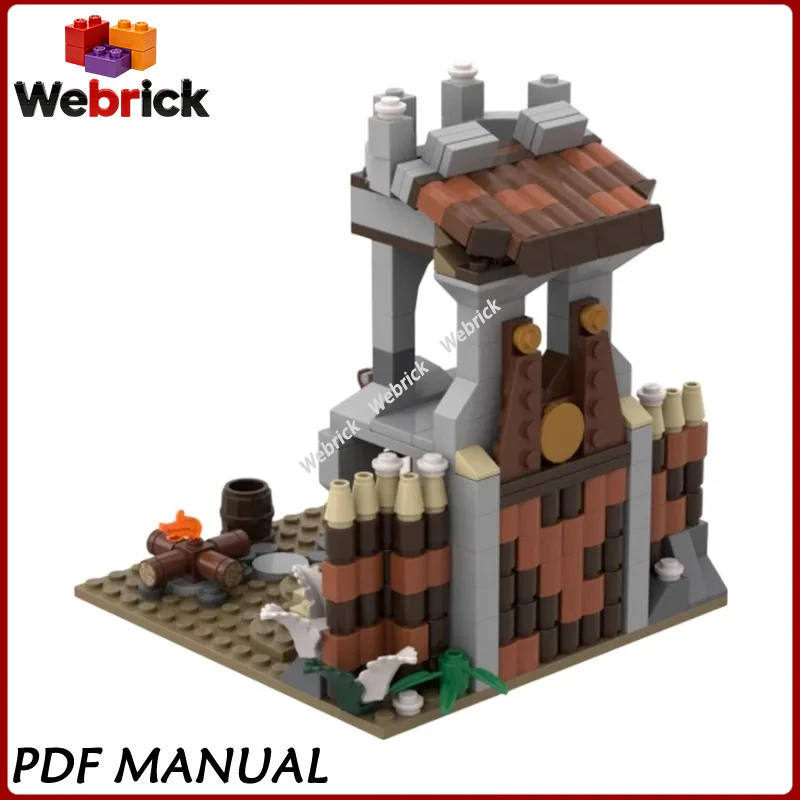 DIY Medieval Nordic Diorama Blocks Viking Blacksmith & Defense Outpost Brick Set, Handmade Ancient Rural Scene Assembly Toy