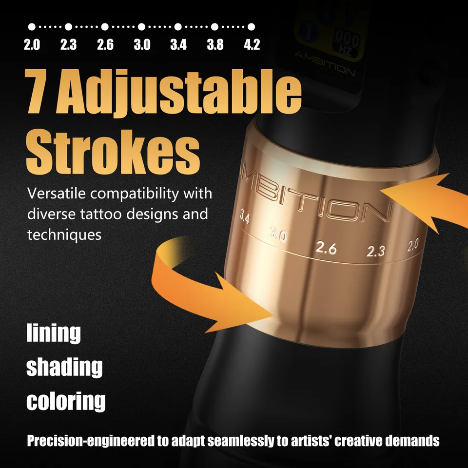 Ambition C3 Wireless Tattoo Machine 7 Stroke Settings 2.0-4.2mm
