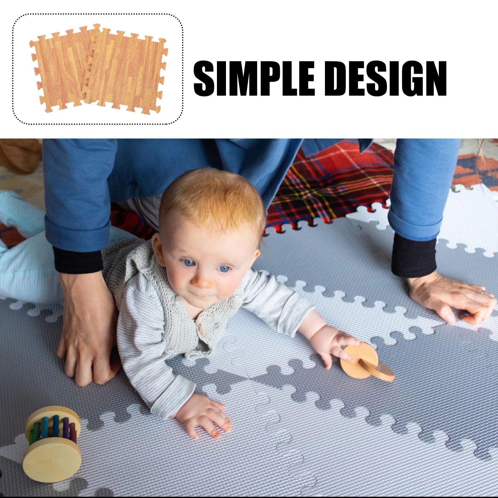 

12Pcs Crawling Mat Floor Mats Wood Grain Foam Interlocking Tiles Safe Soft Play Area Puzzle Mat for Floor Mats