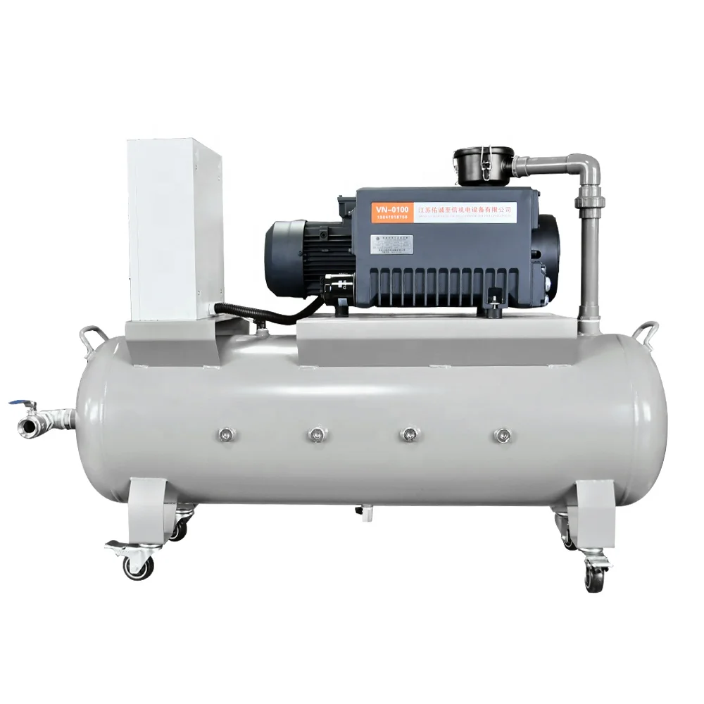 100m3/H -100KPa 380V 3000W Rotary Vane Vacuum Pump Set Air Compressor  Head With 180L  Storage Tank