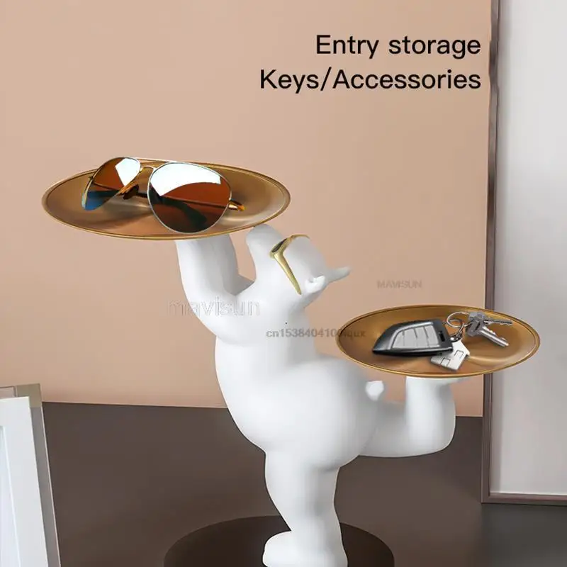 Cute And Playful Violent Bear Door Entrance Porch Key Storage Ornament Tray Living Room Home Practical Double Tray Storage