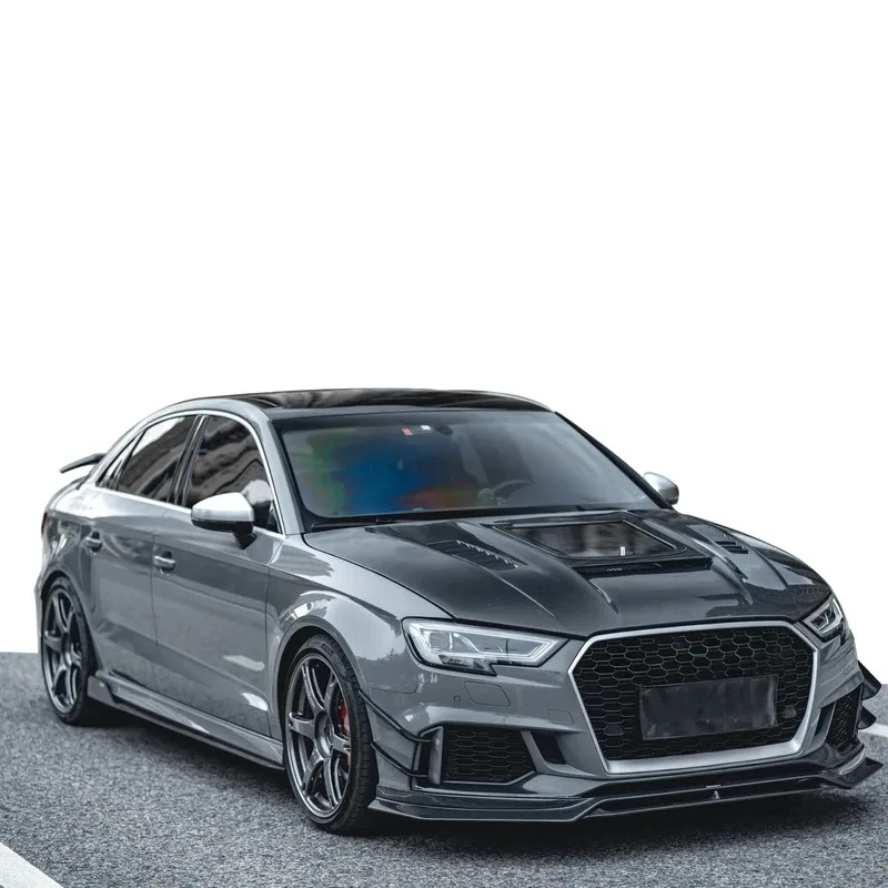 CMST den BODY PARTS CAR KITS for RS3 CARBON FIBER HOOD WIDE FLARES Front lip REAR SPOILER FIT FOR  RS3 bodykit