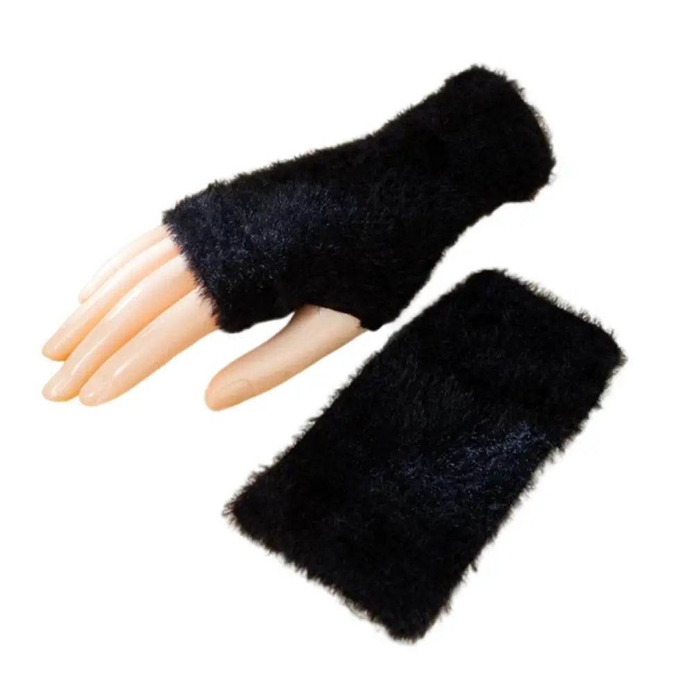 New Soft Half-Finger Gloves Warm Solid Color Fingerless Gloves Knitted Writing Gloves Fashion Wear