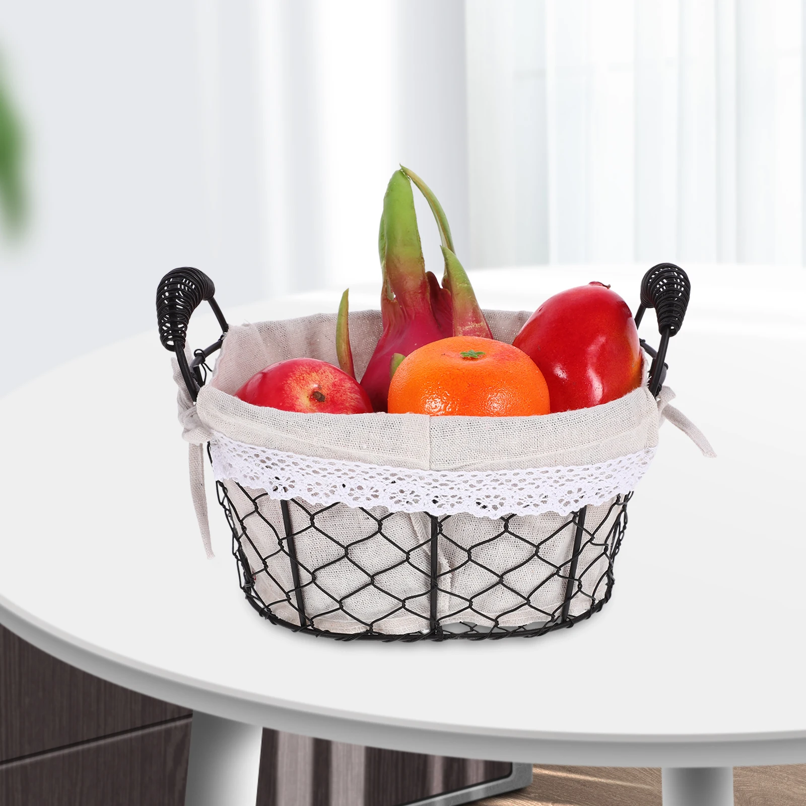 

Double Ear H led Fruit Basket Wire Storage Baskets Farmhouse Style Small Metal Multi Function Long Term Use