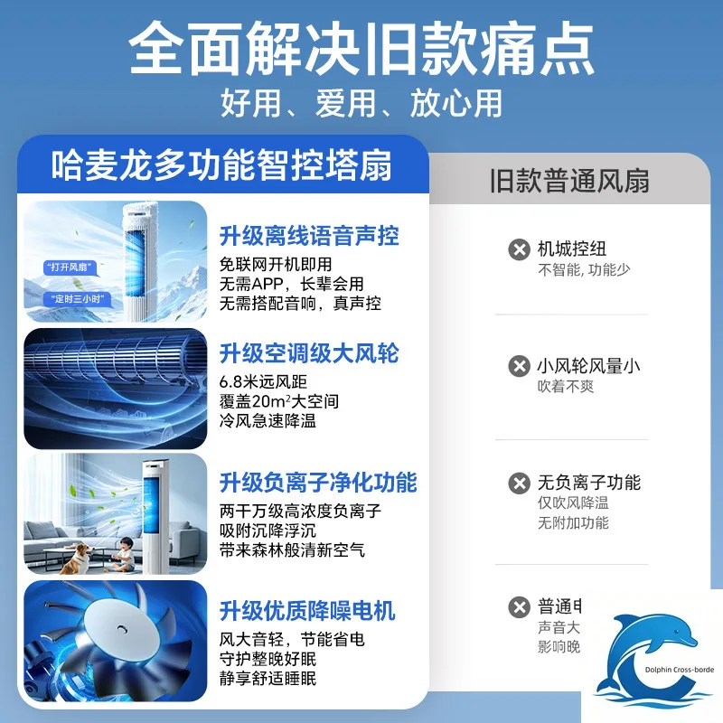 Water-Cooled Bladeless Tower Fan, Vertical Oscillating Fan, Low Noise Energy Saving, Voice & Remote Control Home Air Cooler