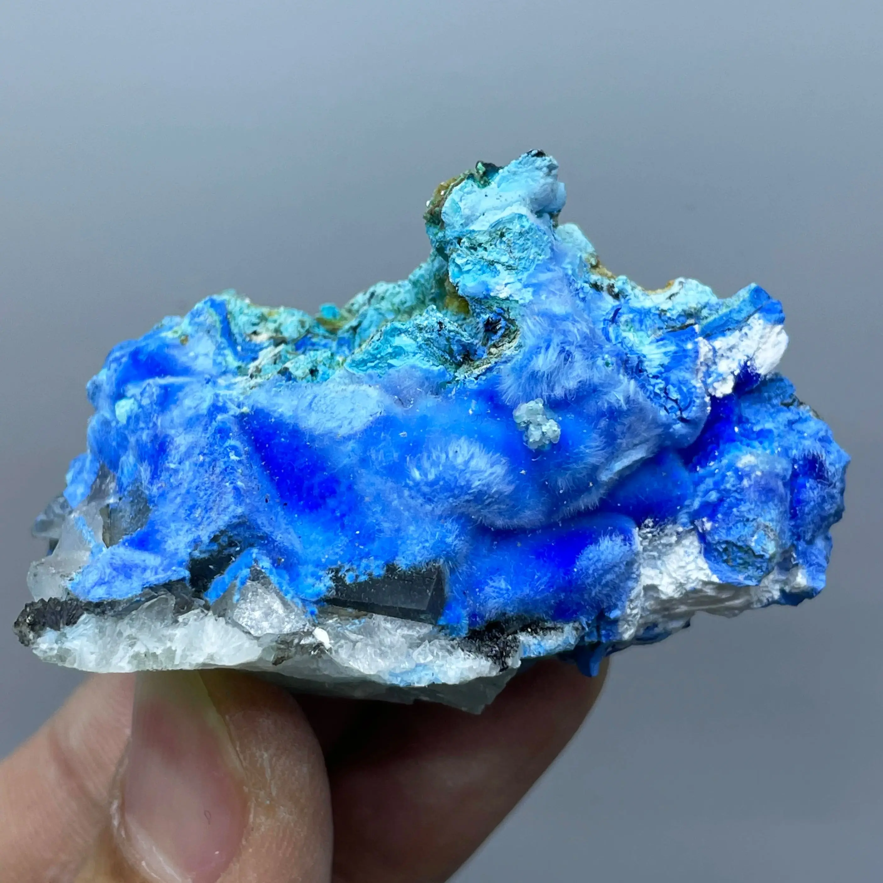 Natural Cyanotrichite With Malachite Mineral Specimen Stones And Crystals Healing Grystals Quartz Home Decorations