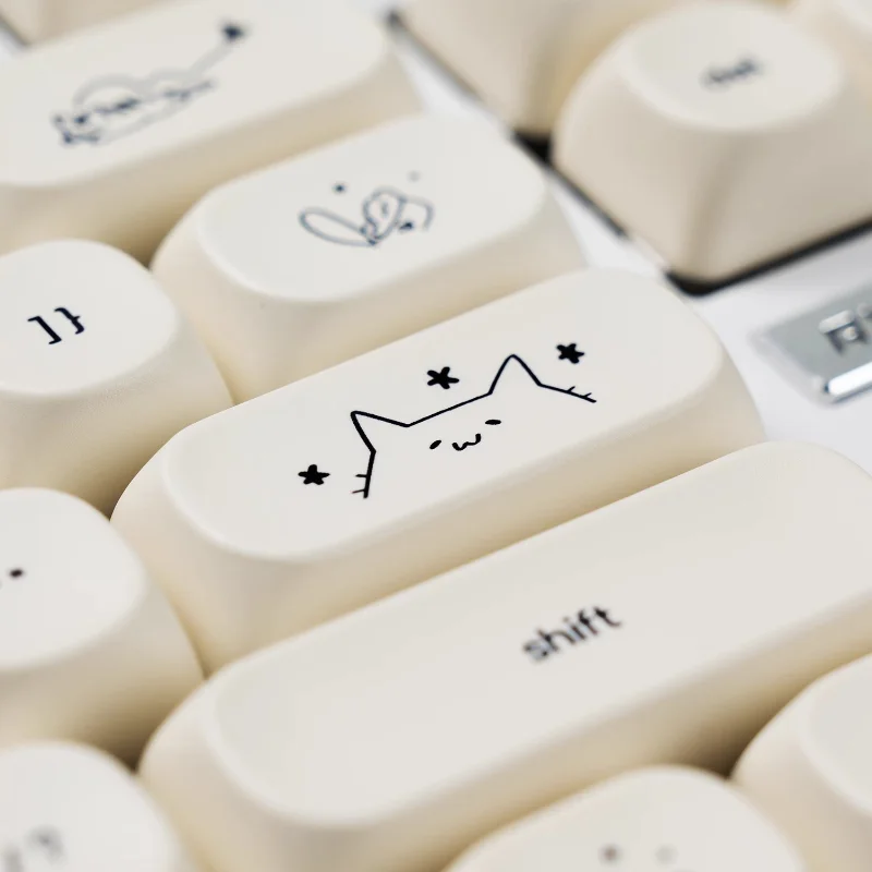 Imagem -03 - Cute Cat Tema Keycaps Grupo Pbt Sublimação Fonte Pequena Perfil de Moa Teclado Mecânico Teclado Personalizado