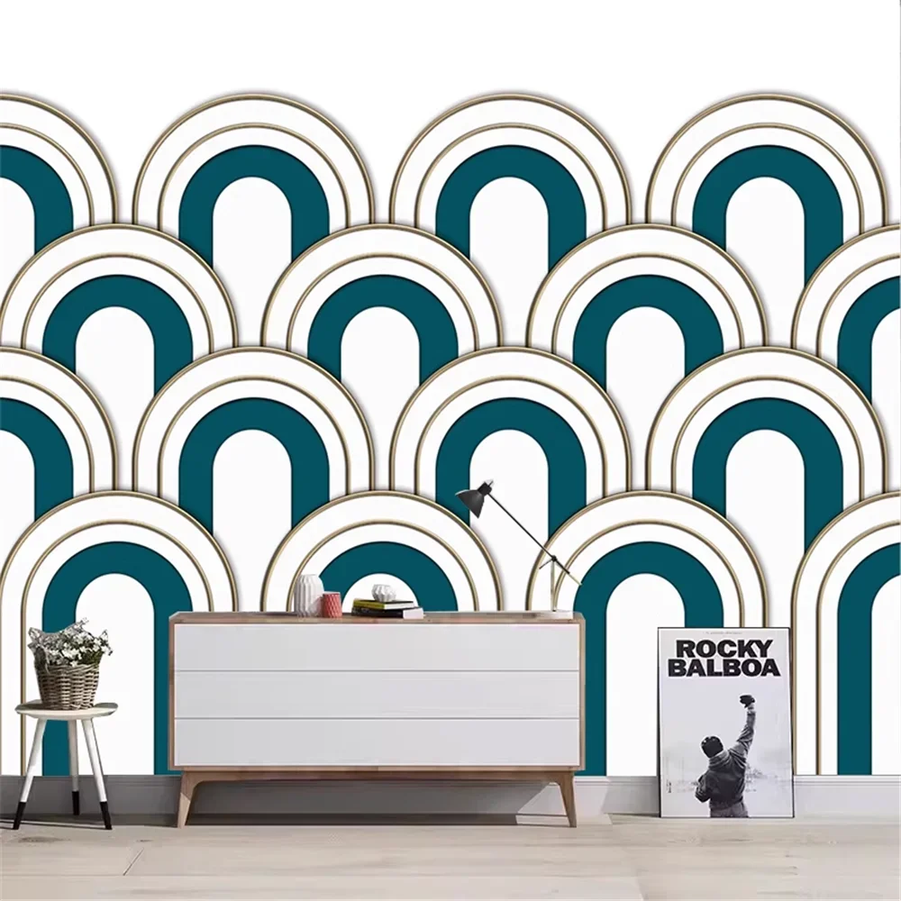 custom Nordic modern simple black white fashionable geometric wallpaper for women's clothing store living room study background