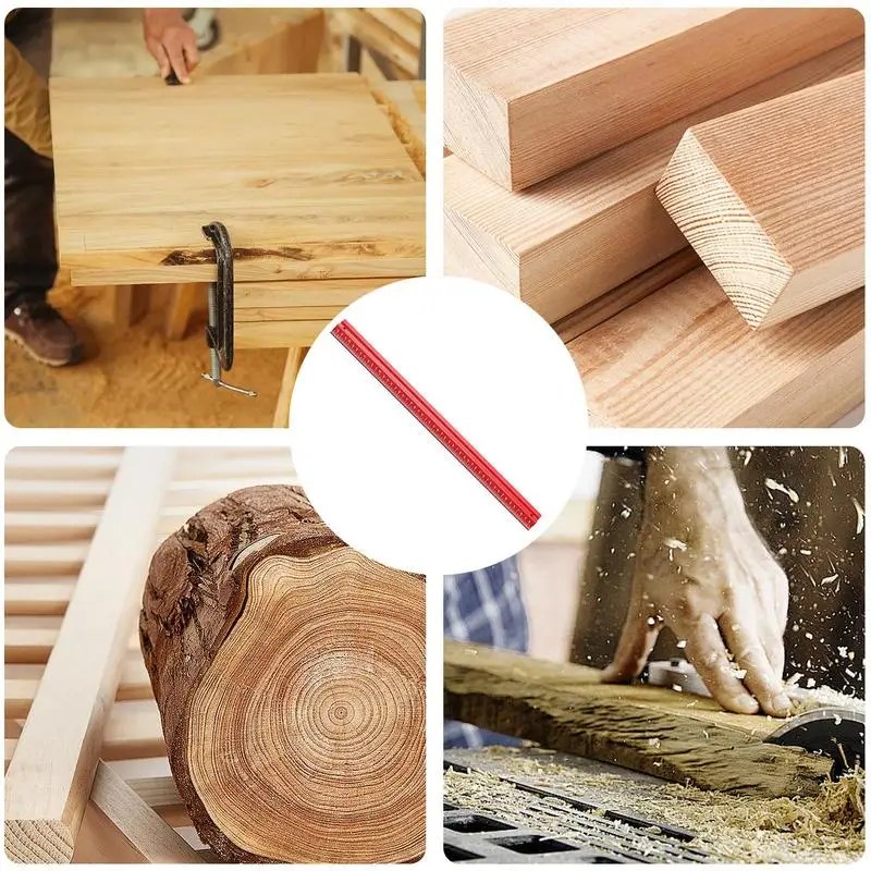 Woodworking Edge Ruler V Shape Woodworking Pocket Ruler 12 Inches Imperial Measuring Tool For Vertical Parallel