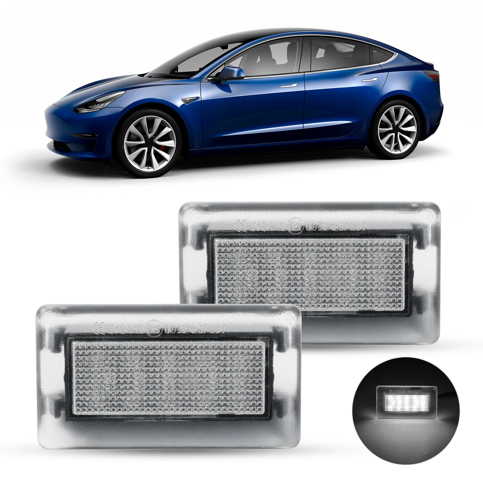 For Tesla Model 3 S Y X 2x Xenon White Error Free LED Interior Welcome Footwell Light Bulb Boot Trunk Luggage Lamp Replacement