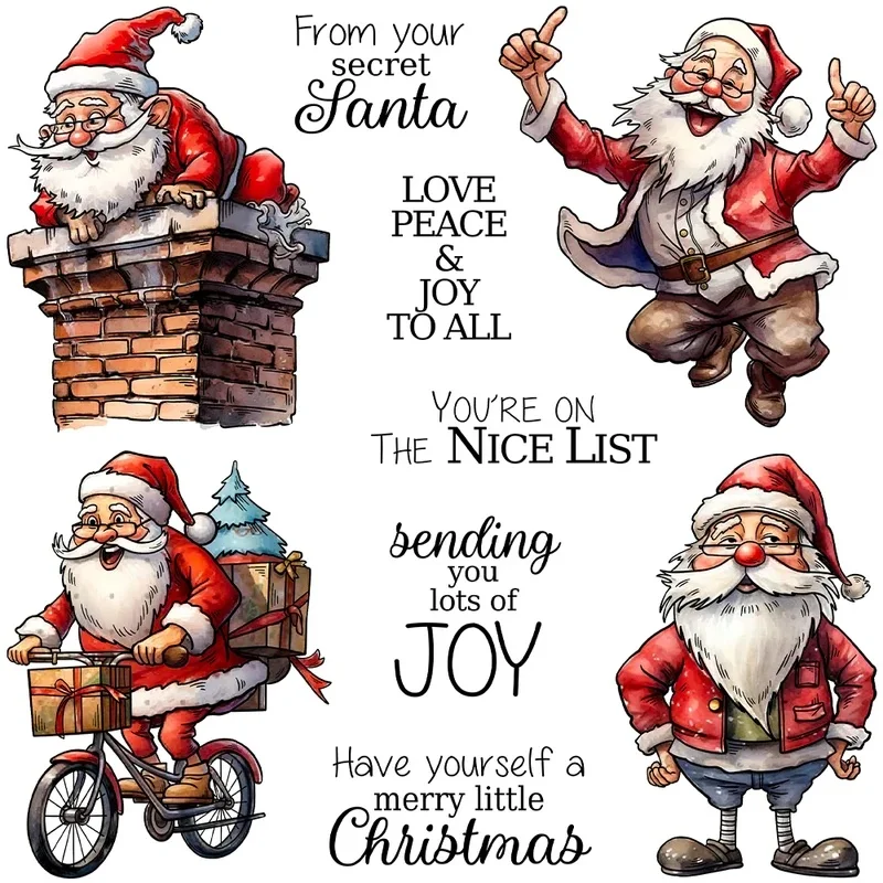 Suncraft Merry Christmas Santa Claus Cutting Dies Clear Stamp DIY Scrapbooking Metal Dies Silicone Stamp For Cards Album Decor