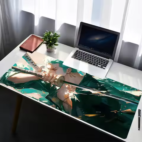 Mouse Pad Laptop Rubber Extended Desktop Mat Computer Gamer Mousepad PC Gaming Accessories One Piece Zoro Cartoon Keyboard Pad