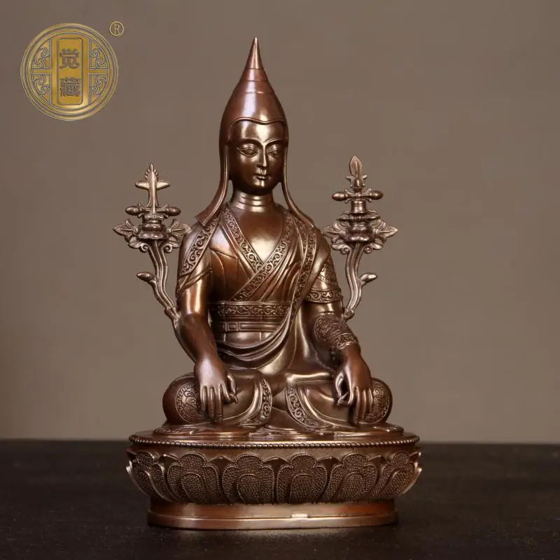 Jue Zang, Brass Dragon Chimba Master Buddha Statue Ornament, Unsullied Light Venerable Ningma Sect Patriarch Tibetan Portable Cr