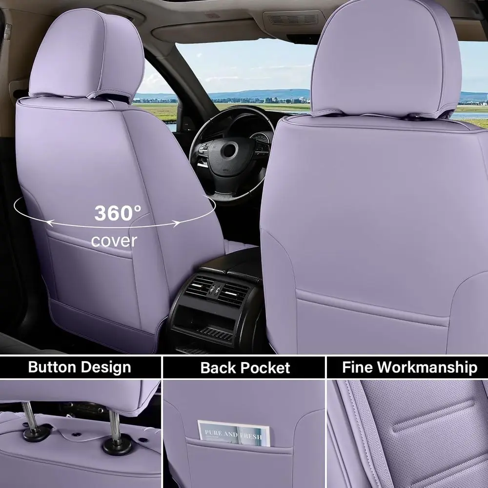 Universal Car Seat Covers Set - Waterproof Seat Protectors for Most Cars, Leather-Like Cushions