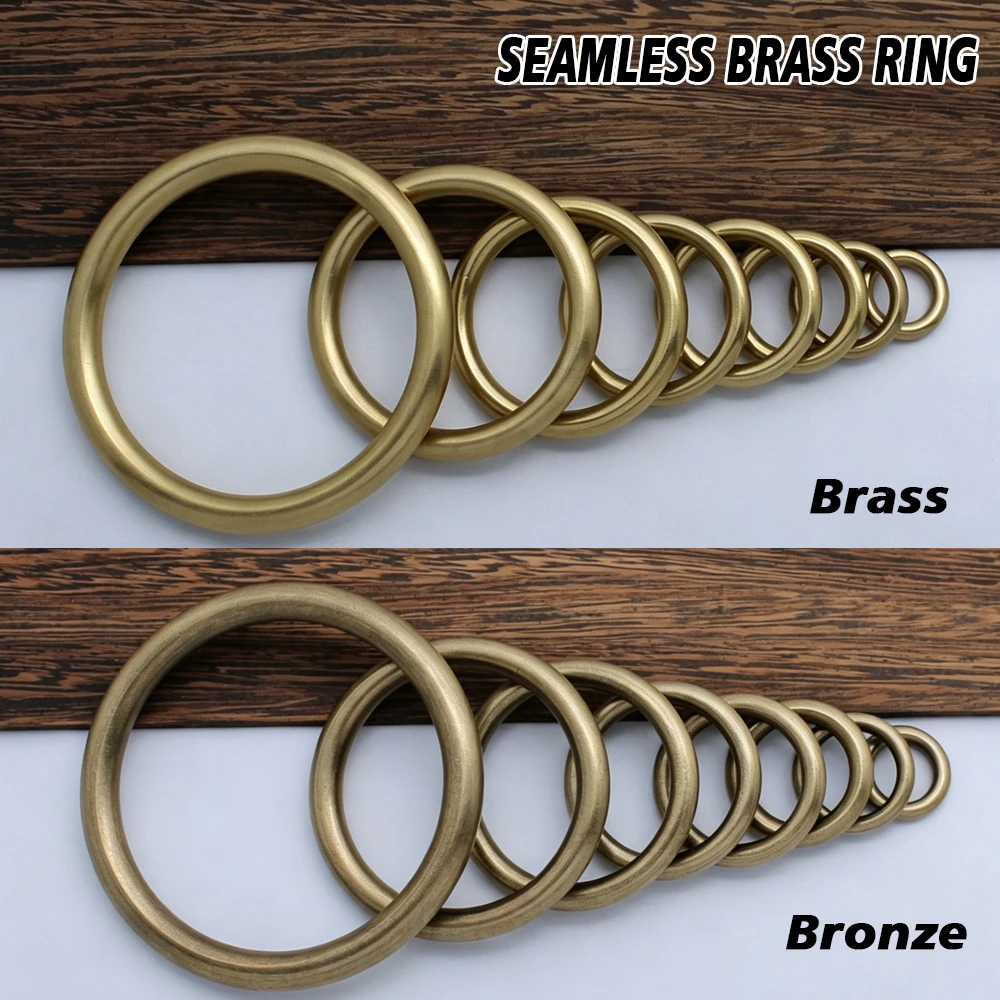OD20-95mm Solid Brass O Ring Seamless Rings Buckle Hook Belt for Webbing Bag Stap Pet Collar Keychain Clasp DIY Leather Hardware
