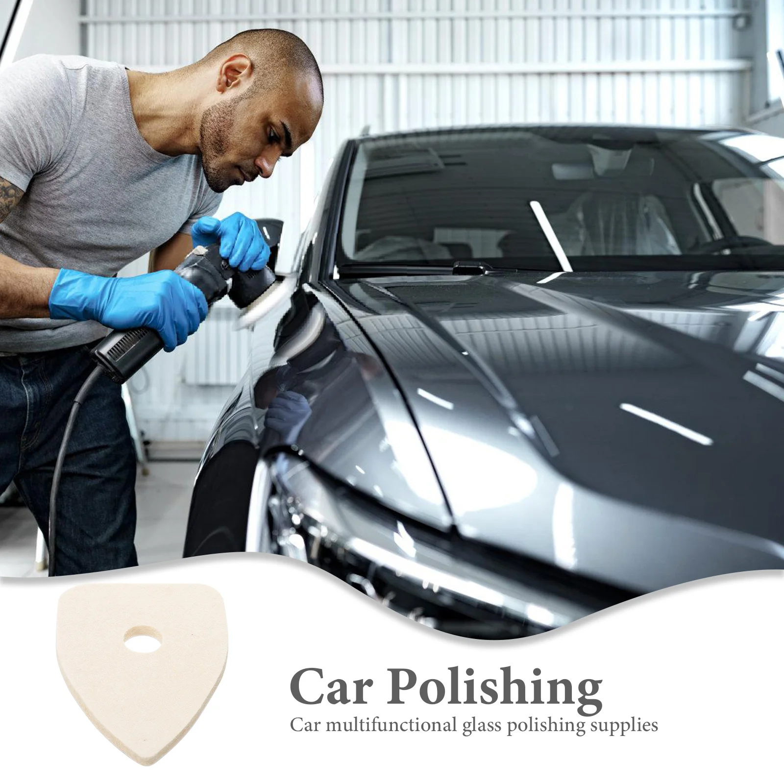 

Car Polishing Buffer Triangular Wool Buffing Pad for Car Interior Glass Polisher Pads Remove Oil and Stains Automotive Sponge