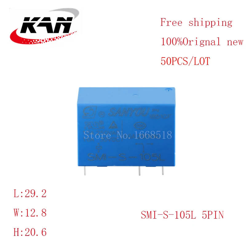 

Free shipping 50pcs relay SMI-S-105L SMI S 105L 5VDC 10A 250VAC 5PIN Original New