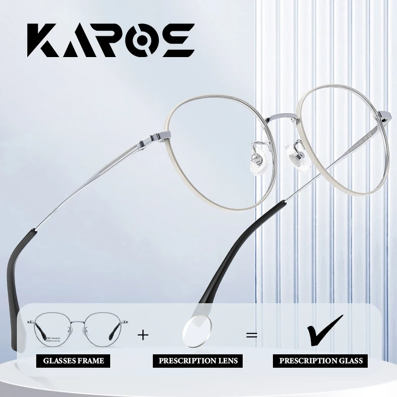 

KAROS Stylish Pure Titanium Prescription Eyeglasses with Multifocal Lenses for Men and Women in Modern Round Design