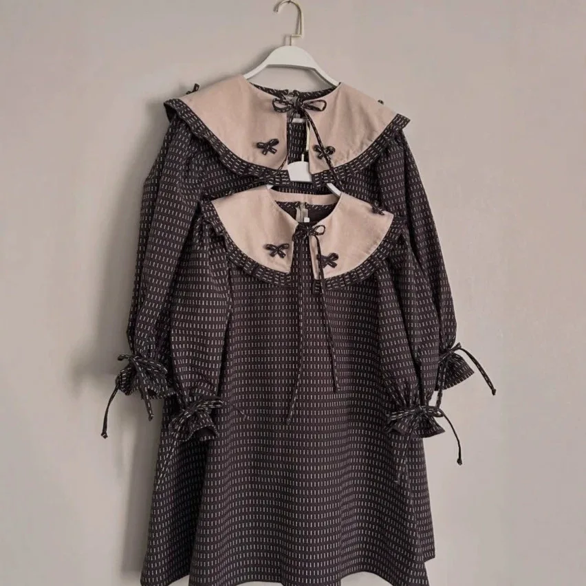 Girls Dress 2026 Spring and Autumn New Children's Clothes Girls Baby Fashion British Wind Flouncy Bow Palace Dress