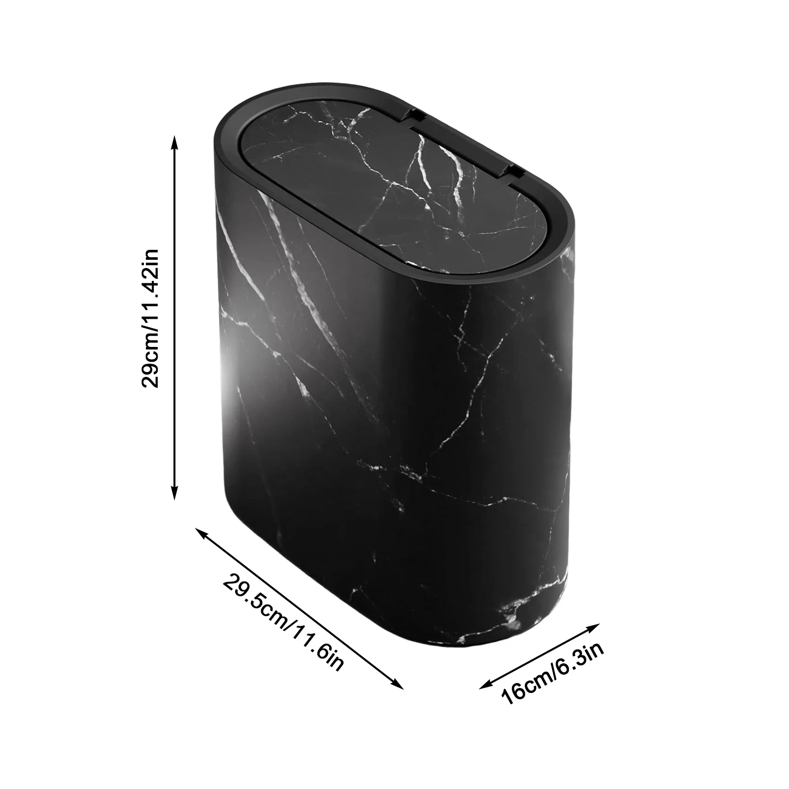 سلة مهملات فاخرة خفيفة تقليد الرخام الخشب نمط سلة المهملات البلاستيكية مع غطاء مكافحة رائحة مختومة سلة المهملات لوازم ديكور المنزل
