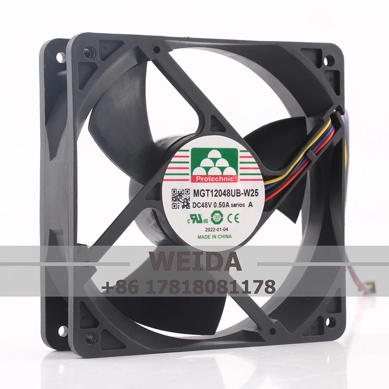 Kipas Pendingin Inverter Yongli Baru 12V 24V DC48V 0.50A MGT12048UB-W25 Volume Udara Besar 4-kabel PWM 12CM 12032 120X120X38MM