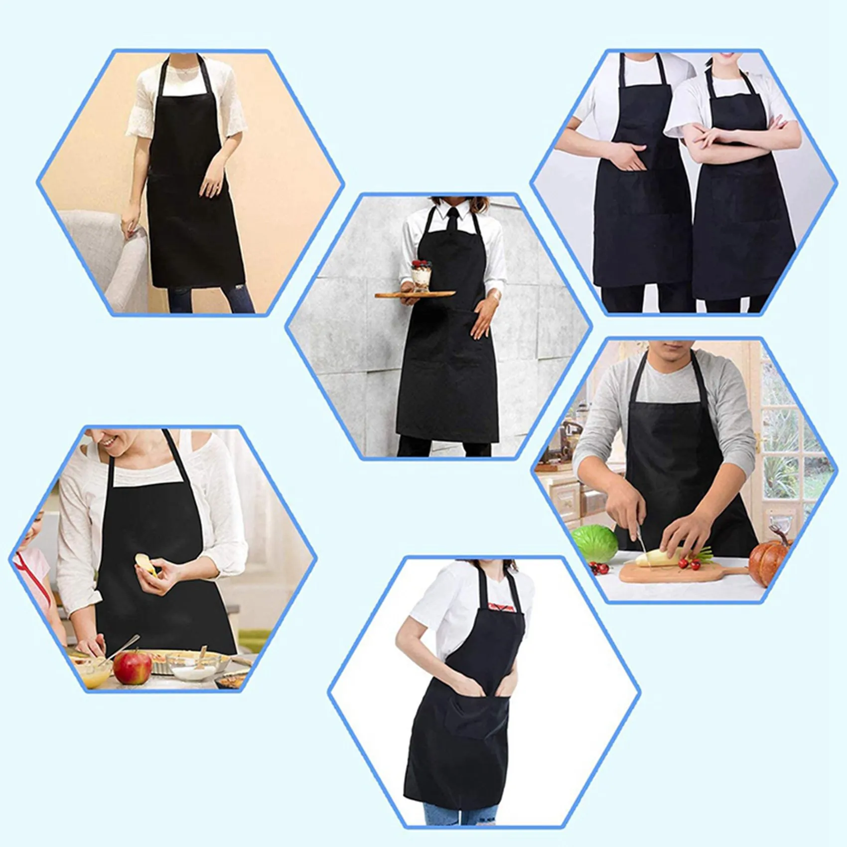 

AA05 18 Pack Black Kitchen Apron With 2 Pockets Anti-Dirty Apron Suitable For Barbecue Kitchen Cooking Baking Restaurant