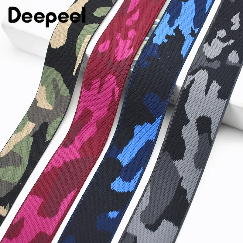 2/5M Deepeel 38mm Camouflage Polyester Elastic Band Trousers Clothes Stretch Rubber Belt Waist Ribbon Tape Webbing Accessories