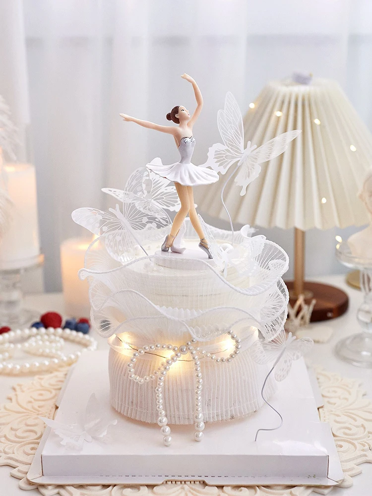 Rotary turntable Ballerina Figurine Cake Decor for Women Girls Birthday Party Ballet Kid Cake Topper Party Cake Decoration Gifts image 4